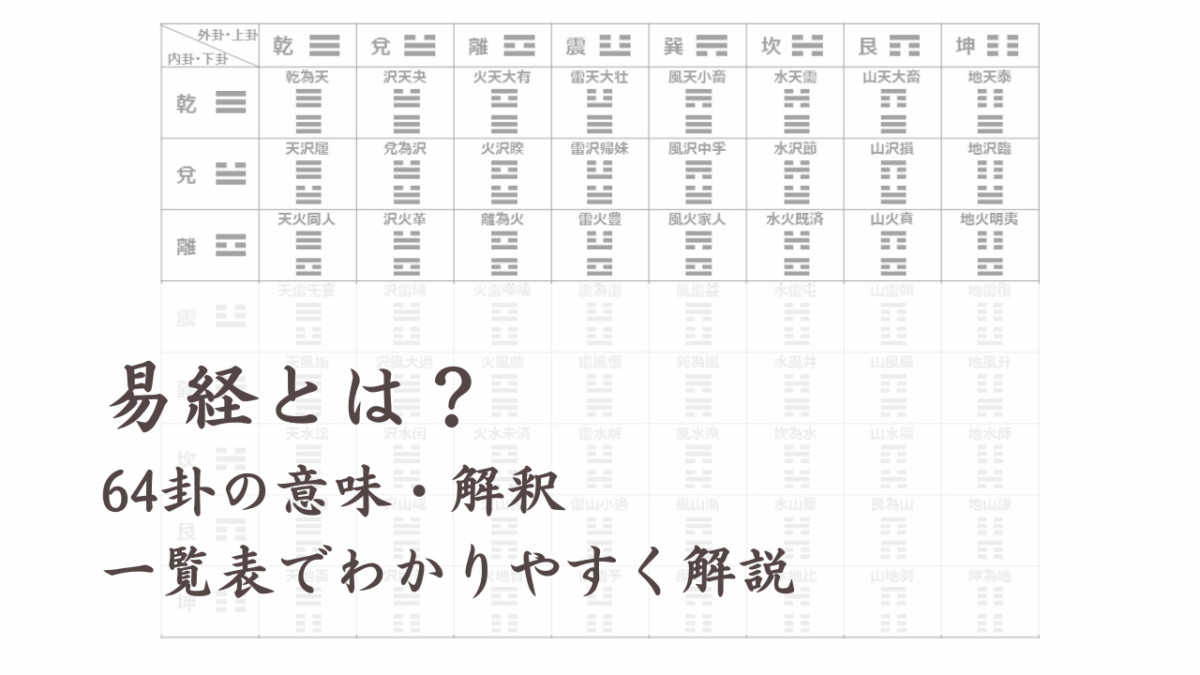 易経とは？64卦の意味・解釈を一覧表でわかりやすく解説