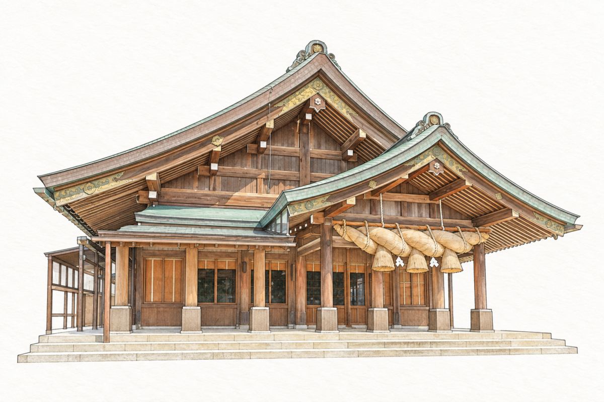大社造は、出雲大社の御本殿に代表される様式